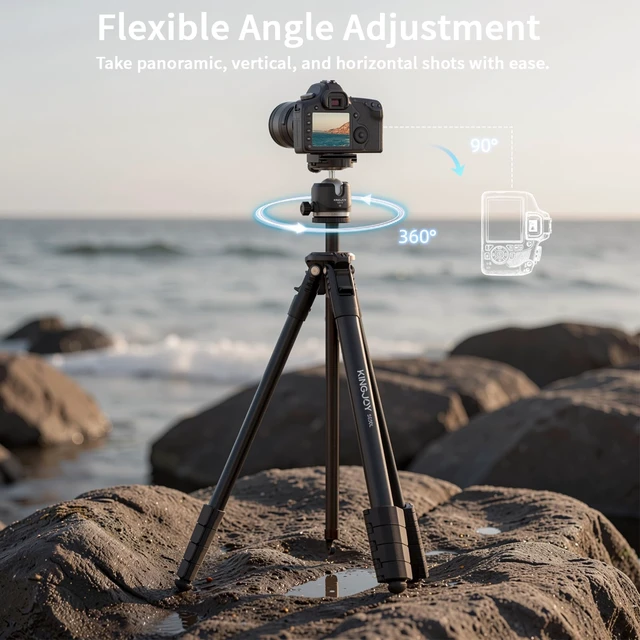 Alt view image 4 of 7 - KINGJOY 72'' Camera Tripod Compact for Travel with 360° Ball Head | Compatible with Canon Nikon DSLR Camera, Cellphone Clip and Remote Control for Shooting and Video Recording