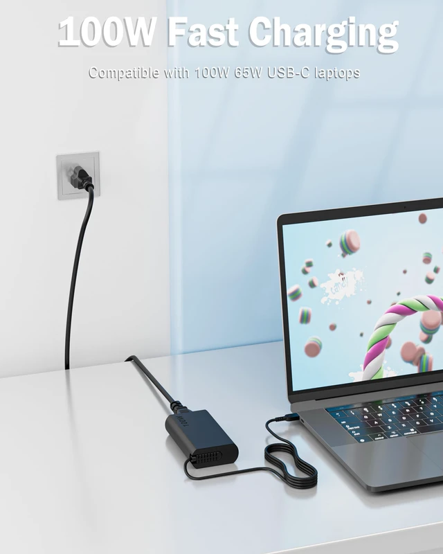Alt view image 2 of 7 - WZXHU Slim 100W USB C Laptop Charger Compatible with Lenovo Yoga 9 9i 7 7i ThinkBook 15 16 Yoga Slim 7Pro ldeapad 5 Pro 16 Thinkpad Carbon x1 Type C Fast Charging AC Adapter Power Supply