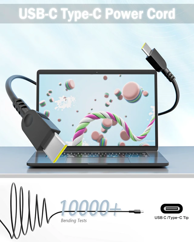 Alt view image 3 of 7 - WZXHU Slim 100W USB C Laptop Charger Compatible with Lenovo Yoga 9 9i 7 7i ThinkBook 15 16 Yoga Slim 7Pro ldeapad 5 Pro 16 Thinkpad Carbon x1 Type C Fast Charging AC Adapter Power Supply