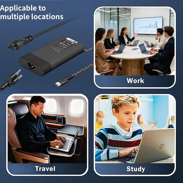 Alt view image 6 of 6 - USB-C Laptop Charger 100W Compatible with HP EliteBook 800/1040/G1i/G1a X360 Series, Pavilion Plus14 14-ew,1010nr16 16-ab0000, ZBookFirefly/14/16G11,TPN-LA31,ProBook440/450G10,OmniBook7 16-ay0087nr