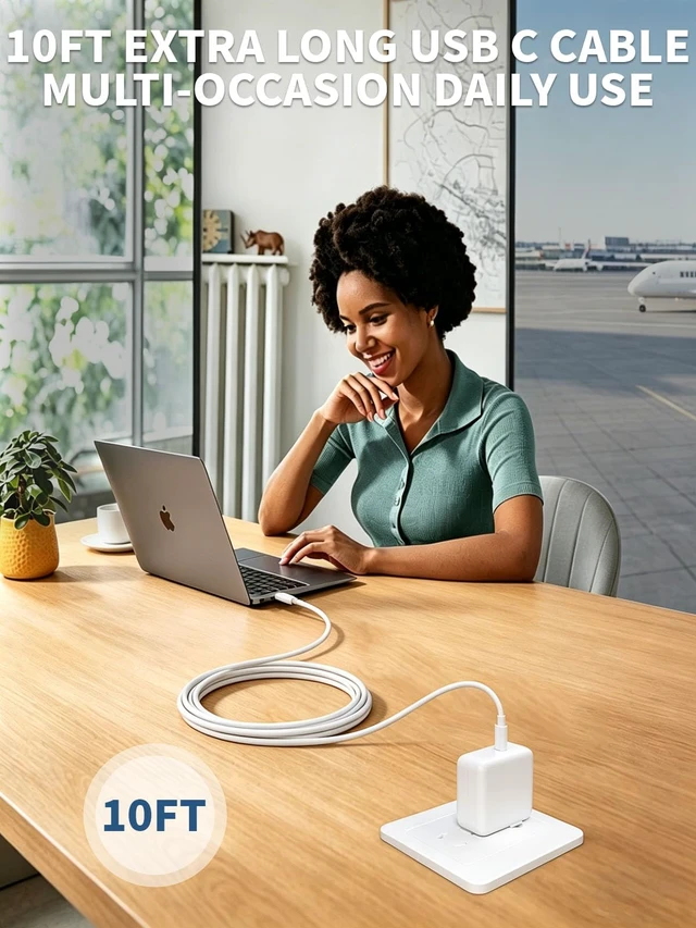 Alt view image 7 of 7 - Mac Book Air Charger,Apple 30W USB C Power Adapter With 10FT USB C-C Cable, Foldable Block Macbook USB C Charger Fast Charging for Macbook Air M5/M4/M3/M2/M1,iPhone 17 Pro Max/16 Pro/15, iPad/Air/Mini