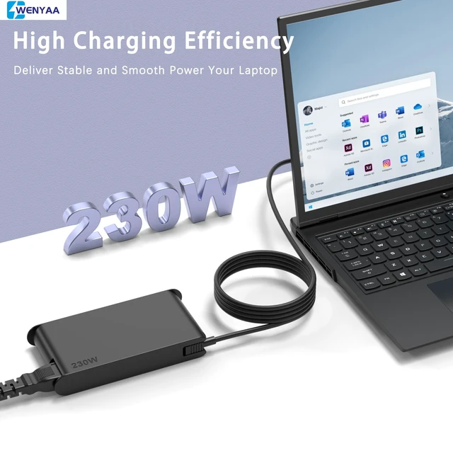 Alt view image 3 of 7 - 230W Laptop Charger Adapter Compatible with Lenovo Legion ThinkPad IdeaPad | for Legion 5/5i/5 Pro/7/7i/Slim/C7/S7, Y540, Y545, Y7000, Y7000P, Y9000K, Y920