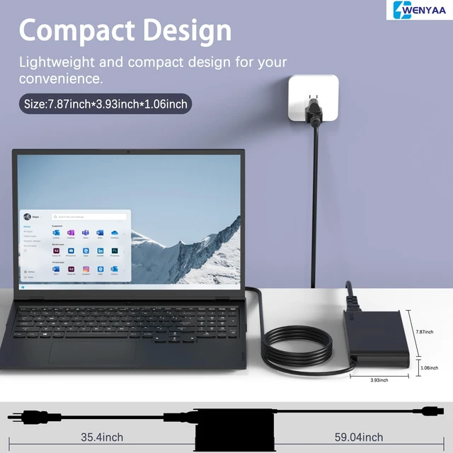 Alt view image 6 of 7 - 230W Laptop Charger Adapter Compatible with Lenovo Legion ThinkPad IdeaPad | for Legion 5/5i/5 Pro/7/7i/Slim/C7/S7, Y540, Y545, Y7000, Y7000P, Y9000K, Y920