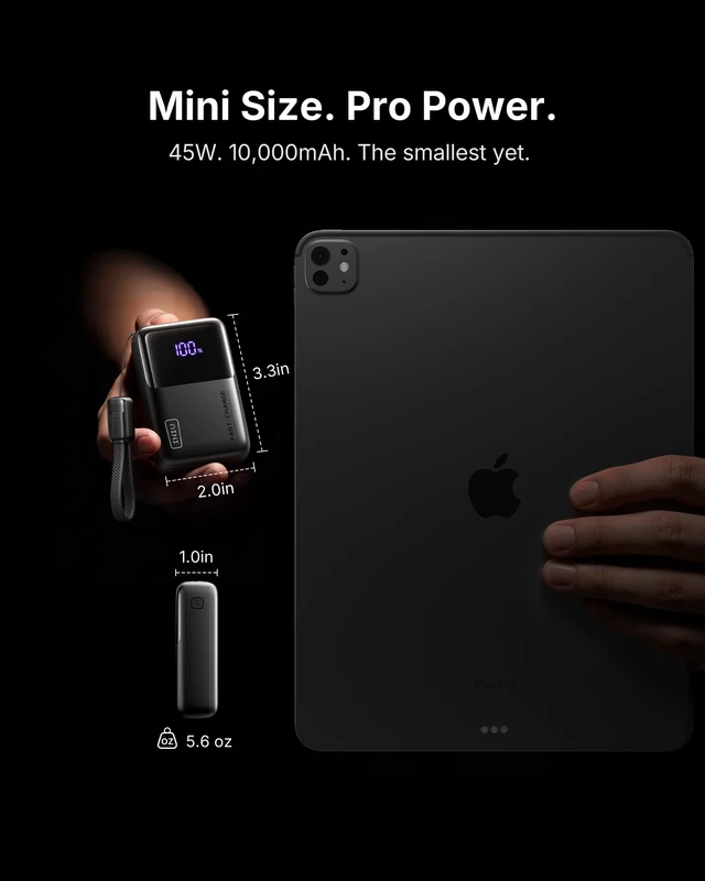 Alt view image 2 of 7 - INIU Mini Portable Charger, Small 10000mAh 45W Fast Charging Power Bank | Flight-Safe, USB-C Cable, Travel Essential, 45W Battery Phone Pack for iPhone 18 Pro 17 Samsung S26 Google etc