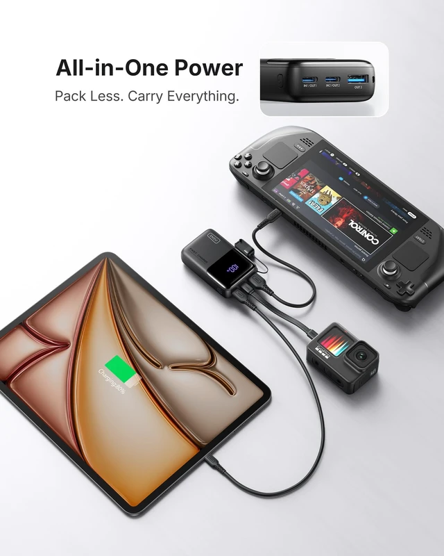 Alt view image 4 of 7 - INIU Mini Portable Charger, Small 10000mAh 45W Fast Charging Power Bank | Flight-Safe, USB-C Cable, Travel Essential, 45W Battery Phone Pack for iPhone 18 Pro 17 Samsung S26 Google etc