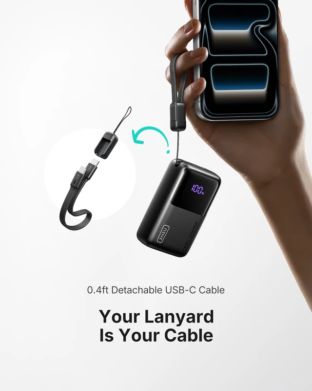 Alt view image 5 of 7 - INIU Mini Portable Charger, Small 10000mAh 45W Fast Charging Power Bank | Flight-Safe, USB-C Cable, Travel Essential, 45W Battery Phone Pack for iPhone 18 Pro 17 Samsung S26 Google etc