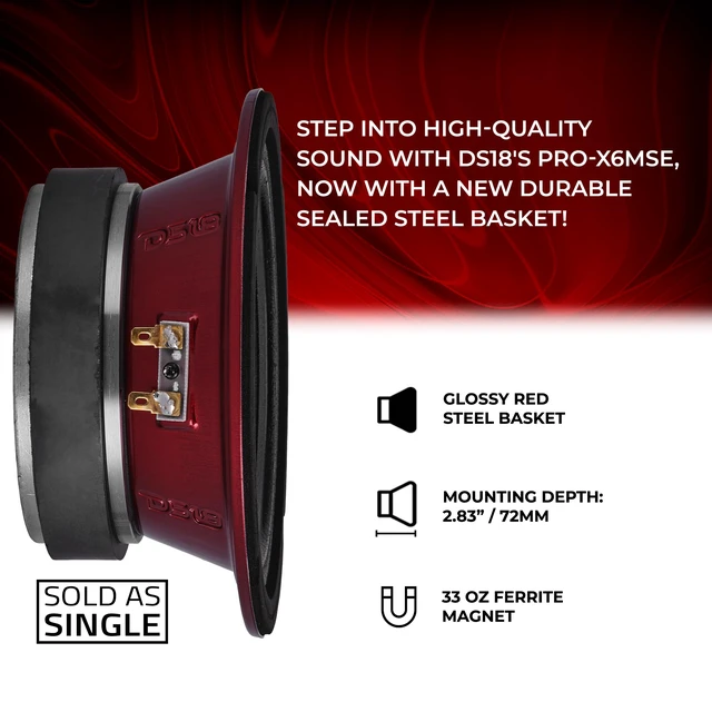Alt view image 3 of 7 - DS18 PRO-X6MSE Loudspeaker - 6.5", Midrange, Sealed Basket, 450W Max, 225W RMS, 8 Ohms - Premium Quality Audio Door Speakers for Car or Truck Stereo Sound System (1 Speaker)