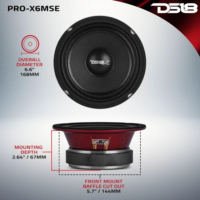 Alt view image 5 of 7 - DS18 PRO-X6MSE Loudspeaker - 6.5", Midrange, Sealed Basket, 450W Max, 225W RMS, 8 Ohms - Premium Quality Audio Door Speakers for Car or Truck Stereo Sound System (1 Speaker)