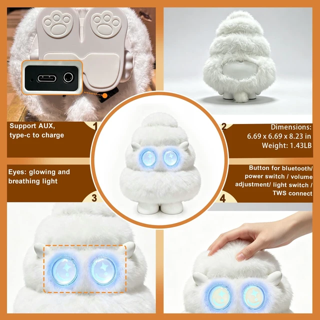 Alt view image 7 of 7 - Christmas Tree Plush Bluetooth Speaker With LED,15W Speaker with Deep Bass | Up to 10H Playtime/TWS Pairing, Gift for Valentine's Day, Teacher's Day, Christmas, Birthday