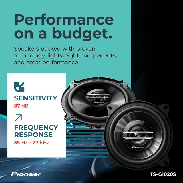 Alt view image 5 of 7 - PIONEER G-Series TS-G1020S 4" 2-Way Coaxial Car Speakers 210W Max | Great Stock Upgrade, Crisp Highs + Clear Vocals, High-Efficiency Speaker Designed for OEM Power