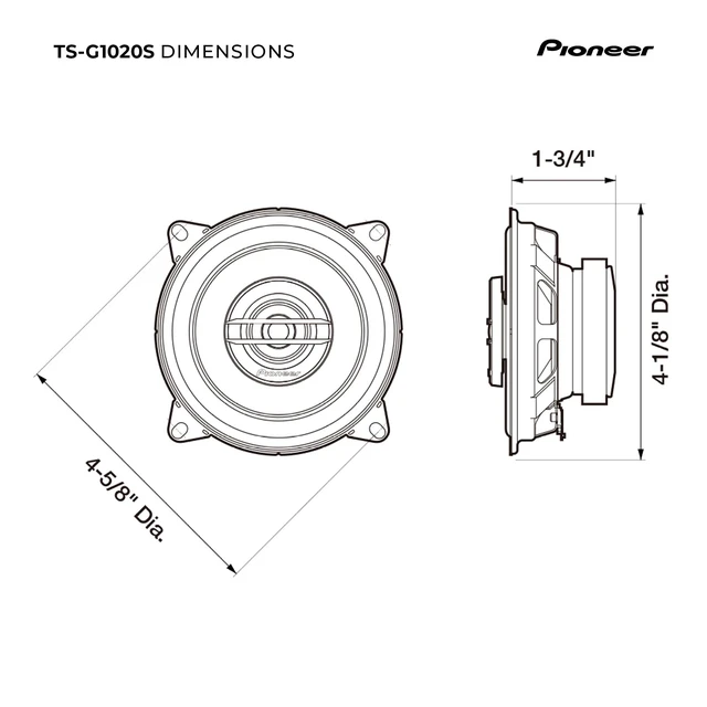Alt view image 6 of 7 - PIONEER G-Series TS-G1020S 4" 2-Way Coaxial Car Speakers 210W Max | Great Stock Upgrade, Crisp Highs + Clear Vocals, High-Efficiency Speaker Designed for OEM Power