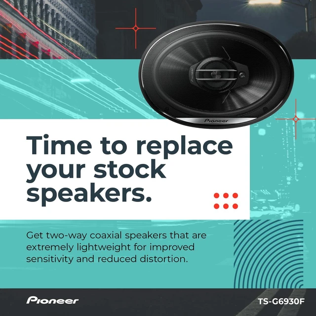 Alt view image 3 of 7 - PIONEER G-Series TS-G6930F 6" x 9" 3-Way Coaxial Car Speakers 400W Max | Great Stock Upgrade, Balanced Sound + Smooth Treble, High-Efficiency Speaker Designed for OEM Power
