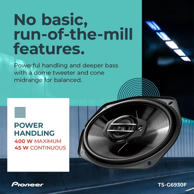 Alt view image 4 of 7 - PIONEER G-Series TS-G6930F 6" x 9" 3-Way Coaxial Car Speakers 400W Max | Great Stock Upgrade, Balanced Sound + Smooth Treble, High-Efficiency Speaker Designed for OEM Power