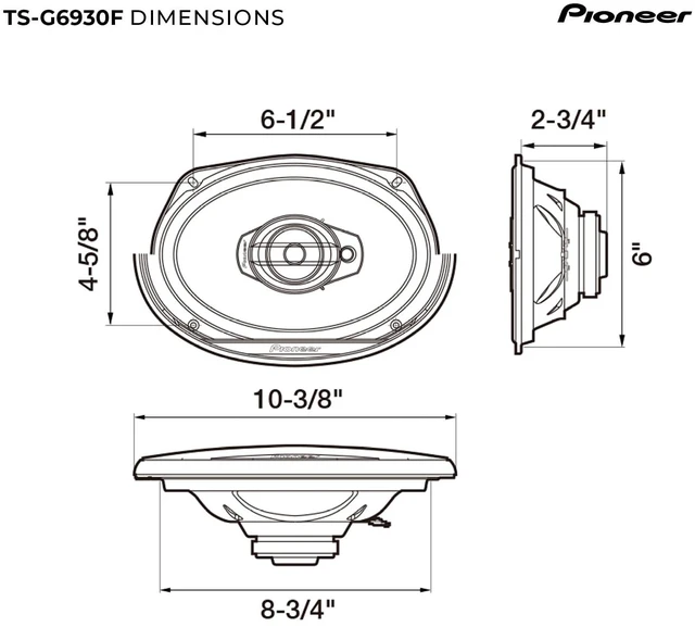 Alt view image 6 of 7 - PIONEER G-Series TS-G6930F 6" x 9" 3-Way Coaxial Car Speakers 400W Max | Great Stock Upgrade, Balanced Sound + Smooth Treble, High-Efficiency Speaker Designed for OEM Power