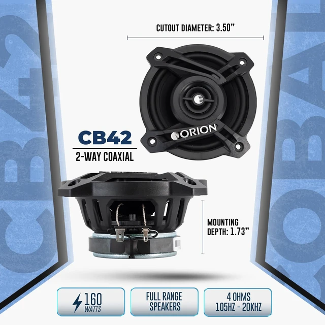 Alt view image 3 of 6 - ORION Cobalt CB42 4" 2-Way Coaxial Car Speakers, 160W Pair | Full Range Audio, Polypropylene Cone, Butyl Rubber Surround, Easy Installation