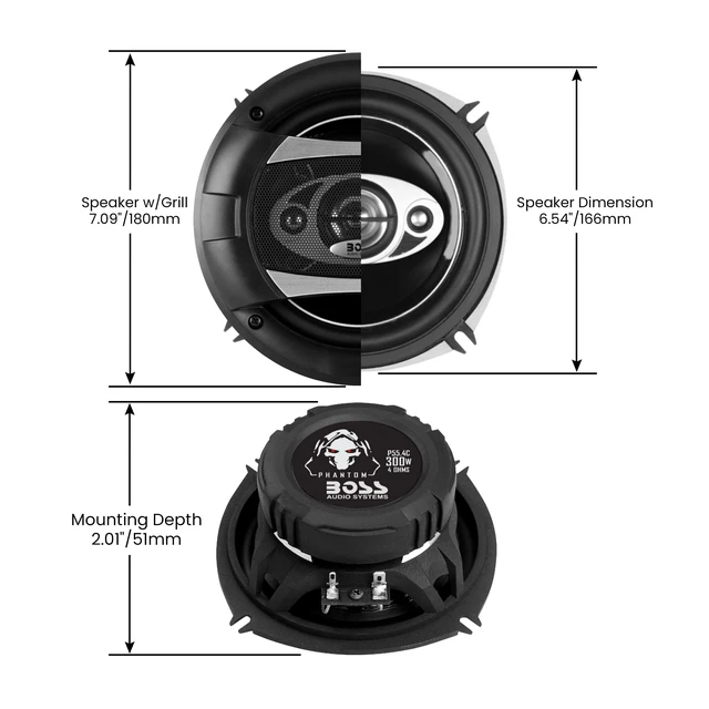 Alt view image 4 of 5 - BOSS Audio Systems P55.4C 5.25 Inch 4 Way Coaxial Car Speakers, 300 W Pair