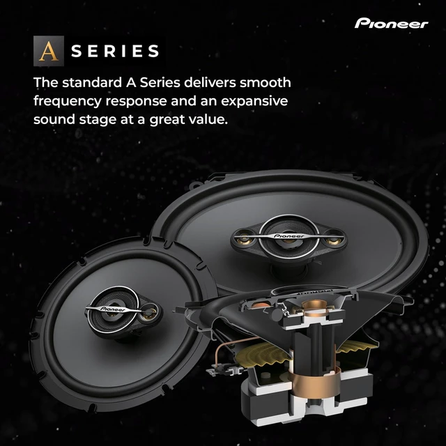 Alt view image 2 of 6 - PIONEER A-Series Standard TS-A1671F 6.5" 3-Way Coaxial Speakers 320W Max | Ideal Factory Upgrade, Balanced Sound + Smooth Treble, Enhanced Bass, Installation Adaptors Included