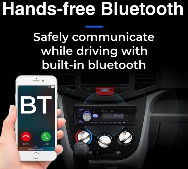 Alt view image 4 of 7 - HZEX Car Stereo with Bluetooth and Subwoofer Outputs, Single Din Car Radio, Digital Media Audio Receiver Head-Unit, Fast Charging USB Ports and AM-FM Tuner, 1-Din Multimedia Player Estereo