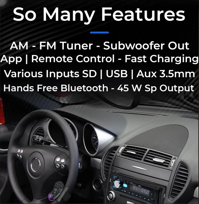 Alt view image 2 of 7 - HZEX Car Stereo with Bluetooth and Subwoofer Outputs, Single Din Car Radio, Digital Media Audio Receiver Head-Unit, Fast Charging USB Ports and AM-FM Tuner, 1-Din Multimedia Player Estereo