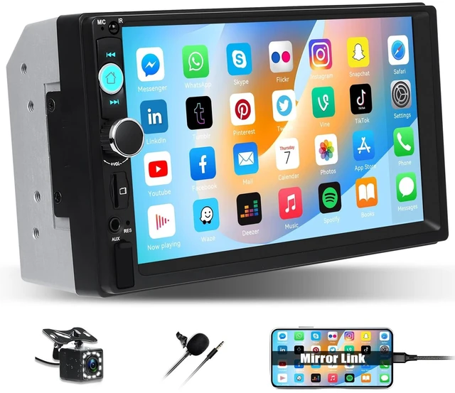 Main image of CAMECHO 7 inch Car Stereo Double Din Radio with Backup Camera Touch Screen Radio Car Audio Receivers Support Mirror Link, Bluetooth, FM/EQ/USB/TF/AUX-in MP5 Multimedia Player 2 Din Head Unit