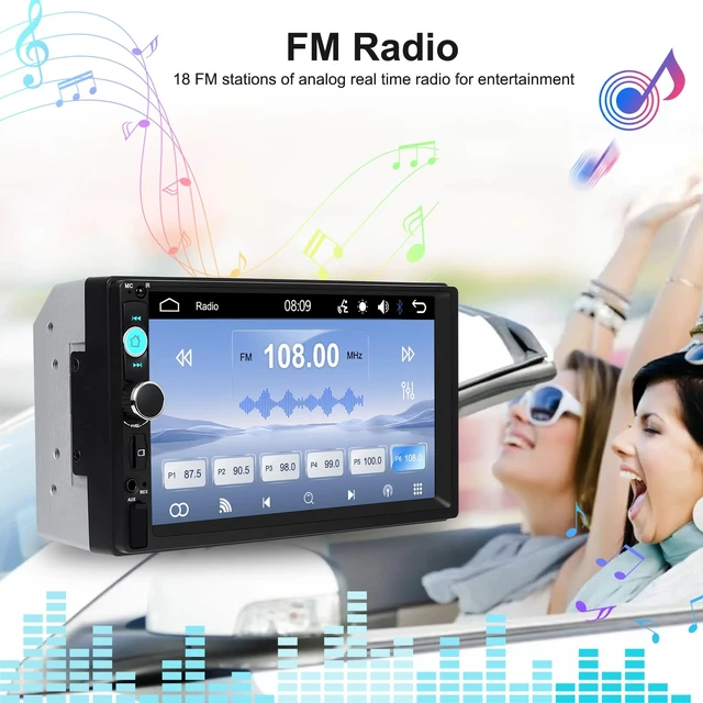 Alt view image 3 of 7 - CAMECHO 7 inch Car Stereo Double Din Radio with Backup Camera Touch Screen Radio Car Audio Receivers Support Mirror Link, Bluetooth, FM/EQ/USB/TF/AUX-in MP5 Multimedia Player 2 Din Head Unit