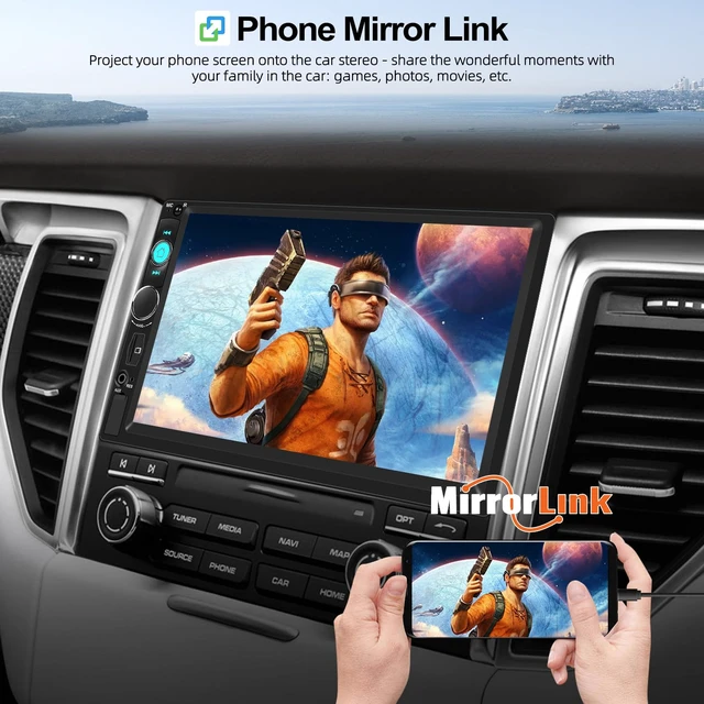 Alt view image 4 of 7 - CAMECHO 7 inch Car Stereo Double Din Radio with Backup Camera Touch Screen Radio Car Audio Receivers Support Mirror Link, Bluetooth, FM/EQ/USB/TF/AUX-in MP5 Multimedia Player 2 Din Head Unit