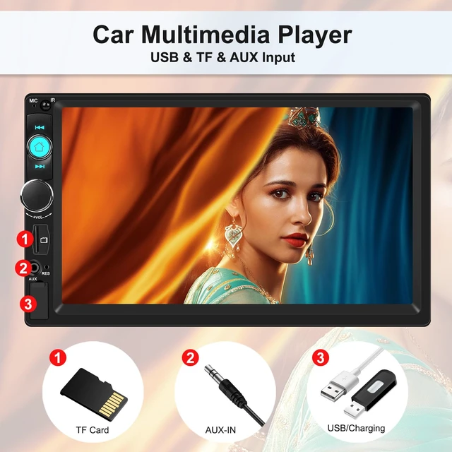 Alt view image 6 of 7 - CAMECHO 7 inch Car Stereo Double Din Radio with Backup Camera Touch Screen Radio Car Audio Receivers Support Mirror Link, Bluetooth, FM/EQ/USB/TF/AUX-in MP5 Multimedia Player 2 Din Head Unit