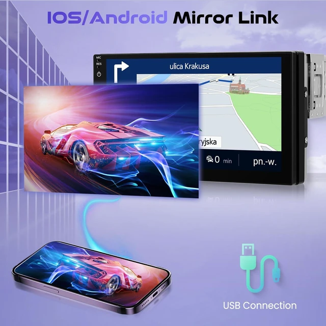 Alt view image 3 of 7 - Single Din HD Touch Screen Car Stereo with Bluetooth,1 DIN 7 inch Car Radio Audio Receiver Surpport USB AUX SD Mirror Link Rear View Camera FM EQ SWC Steering Wheel Controller and Color Lights