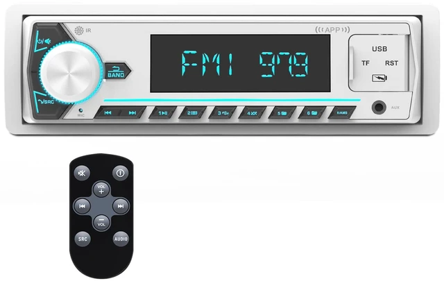 Main image of Single Din Bluetooth Marine Radio: Indash Car Stereo Receiver for Boat | Digital LCD Display AM FM AUX SD USB Fast Charging 2 Subwoofer Outputs