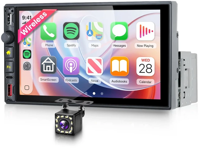 Main image of Single Din Car Stereo, 7 Inch IPS Touch Screen Car Radio Bluetooth 5.0 | with Wireless CarPlay & Android Auto, FM USB EQ SWC Mirror Link, Car Audio Receiver with Backup Camera