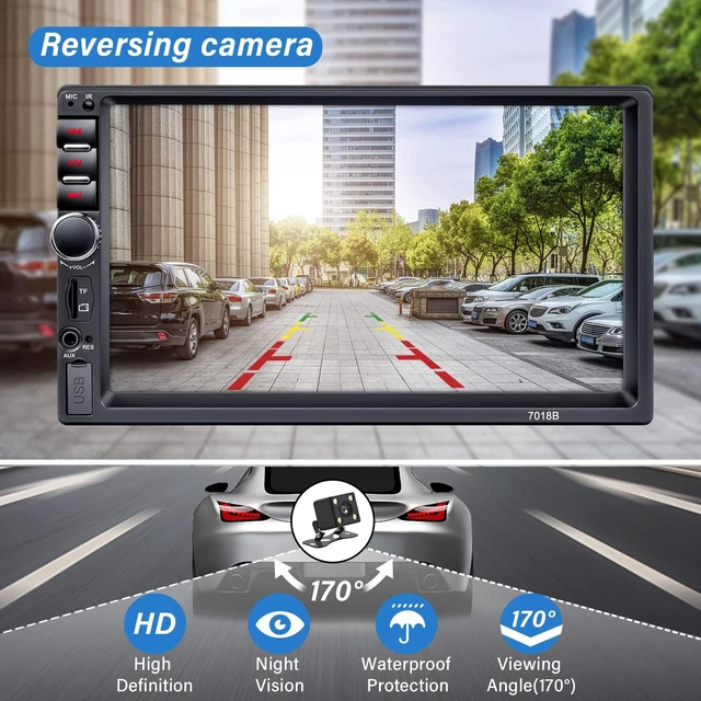 Alt view image 3 of 6 - Double Din Car Stereo with Backup Camera Microphone, 7' Touchscreen 2 Din Radio, MP5 Player, Car Audio Receivers Support Mirror Link/Hands Free Call/FM/Steering Wheel Remote/BT/TF/USB/EQ/Aux