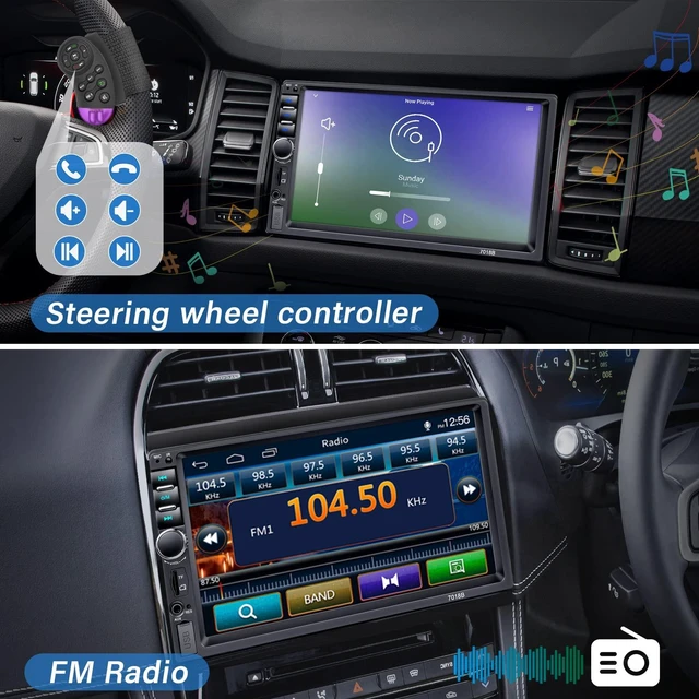 Alt view image 4 of 6 - Double Din Car Stereo with Backup Camera Microphone, 7' Touchscreen 2 Din Radio, MP5 Player, Car Audio Receivers Support Mirror Link/Hands Free Call/FM/Steering Wheel Remote/BT/TF/USB/EQ/Aux