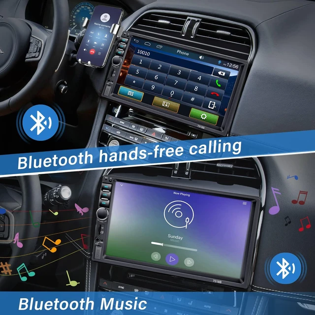 Alt view image 5 of 6 - Double Din Car Stereo with Backup Camera Microphone, 7' Touchscreen 2 Din Radio, MP5 Player, Car Audio Receivers Support Mirror Link/Hands Free Call/FM/Steering Wheel Remote/BT/TF/USB/EQ/Aux