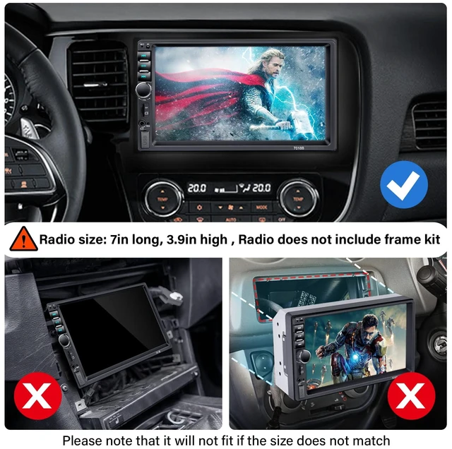 Alt view image 6 of 6 - Double Din Car Stereo with Backup Camera Microphone, 7' Touchscreen 2 Din Radio, MP5 Player, Car Audio Receivers Support Mirror Link/Hands Free Call/FM/Steering Wheel Remote/BT/TF/USB/EQ/Aux