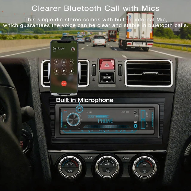 Alt view image 2 of 7 - Single Din Stereo Car Radio: Bluetooth Car Audio Receiver with FM AM | Digital LCD Display USB SD AUX MP3 Player 2.1A Quick Charge APP Remote