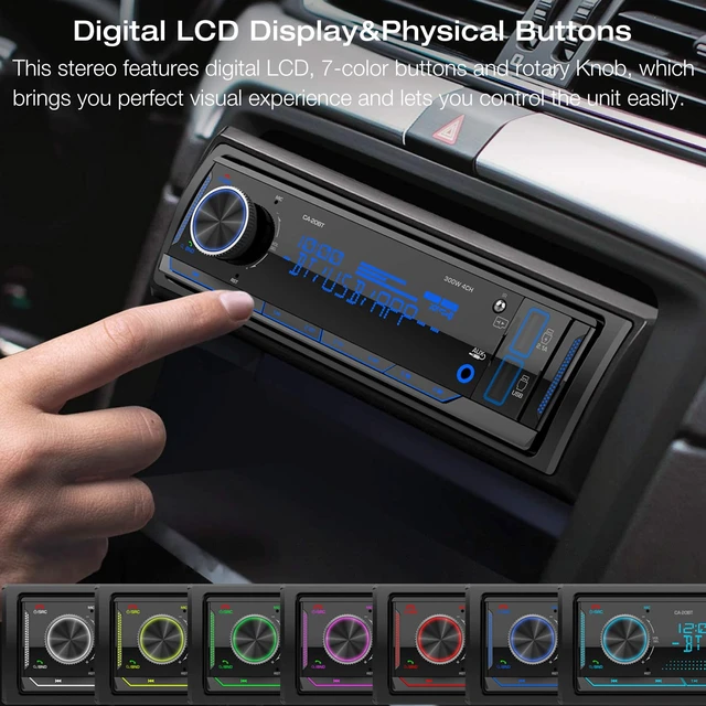 Alt view image 7 of 7 - Single Din Stereo Car Radio: Bluetooth Car Audio Receiver with FM AM | Digital LCD Display USB SD AUX MP3 Player 2.1A Quick Charge APP Remote