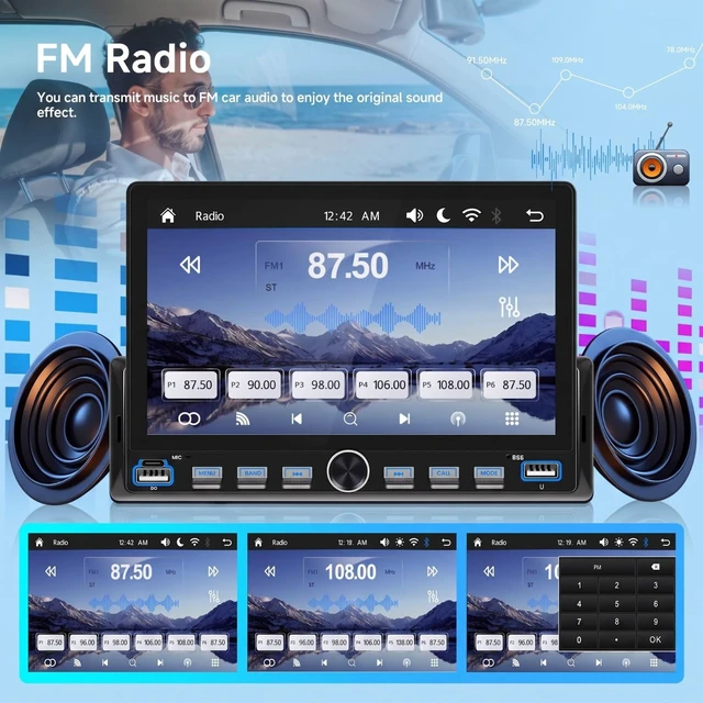 Alt view image 2 of 7 - 7 Inch Single Din Car Stereo - Wireless CarPlay & Android Auto, Mirror Link, Steering Wheel Control, Bluetooth, FM Radio, 7 Color Lights, EQ Adjustment, Online Video Support for Most Vehicles