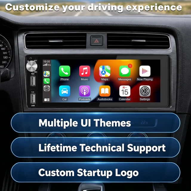 Alt view image 7 of 7 - Single Din Radio Car Stereo with Wireless Apple CarPlay & Android Auto | 6.9" Touchscreen Car Radio,Bluetooth 5.2,Fast Charging,1080P Backup Camera,FM,Voice Control,Mirror Link, Custom EQ/SWC/LOGO