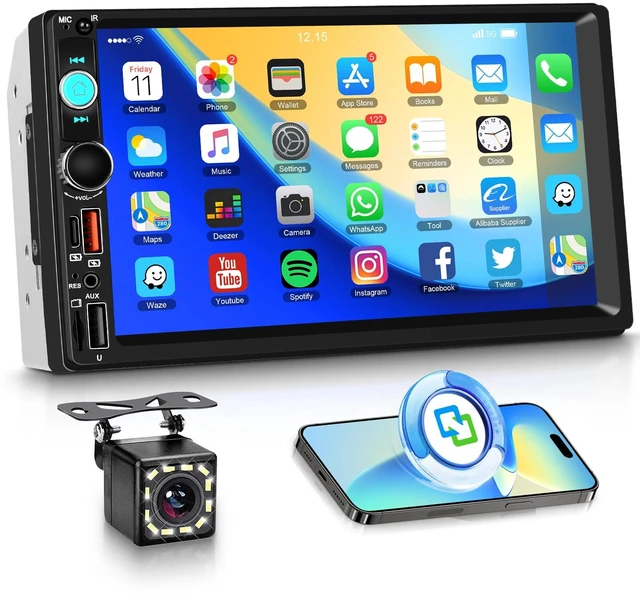 Main image of KYNNT Car Stereo Double Din Radio, 7 inch Touch Screen Radio | 2 Din Bluetooth Stereo, Mirror Link, FM EQ SWC USB Backup Camera Type-C Fast Charging, Car Audio Receivers
