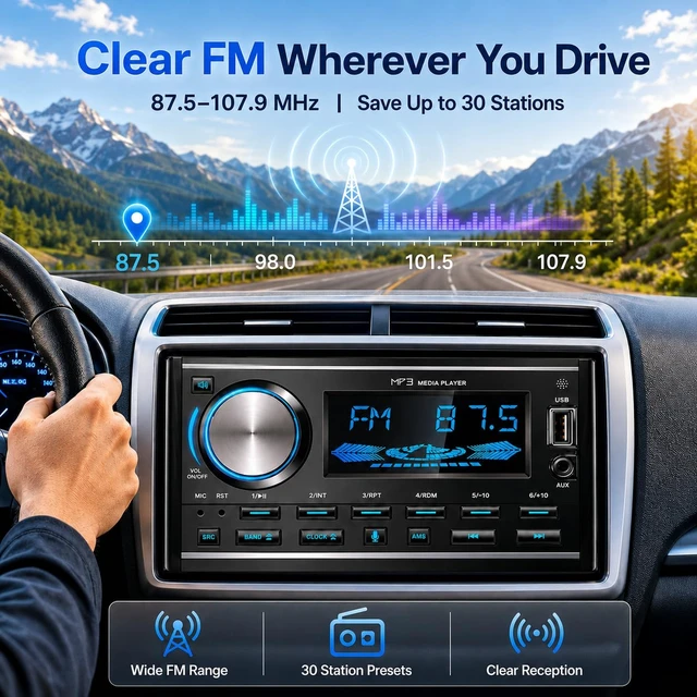 Alt view image 3 of 7 - Double Din Car Stereo with Bluetooth FM Car Radio 7 inch Car Audio Receiver | Car Radio Bluetooth Double DIN Radio USB AUX Input Subwoofer 7 Color