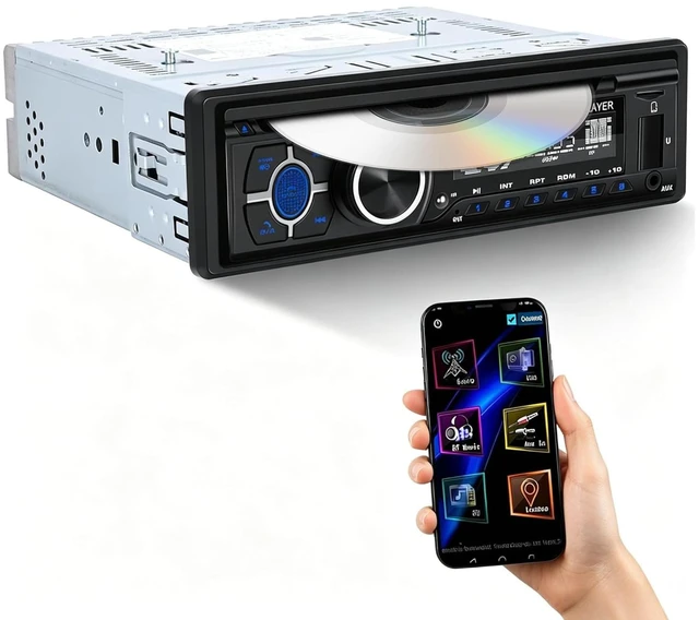 Main image of SIXWIN Single Din Car Stereo with Double BT Voice Assistant Find Car Function Audio Recording APP Control FM AM CD DVD Car MP3 Player USB AUX Port Car Audio System