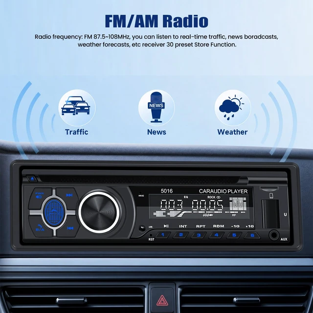 Alt view image 3 of 7 - SIXWIN Single Din Car Stereo with Double BT Voice Assistant Find Car Function Audio Recording APP Control FM AM CD DVD Car MP3 Player USB AUX Port Car Audio System