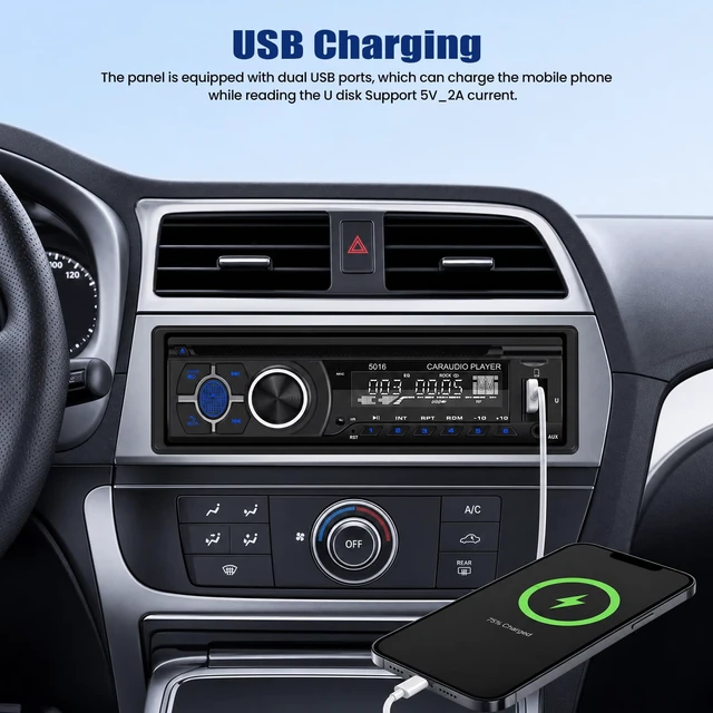 Alt view image 7 of 7 - SIXWIN Single Din Car Stereo with Double BT Voice Assistant Find Car Function Audio Recording APP Control FM AM CD DVD Car MP3 Player USB AUX Port Car Audio System