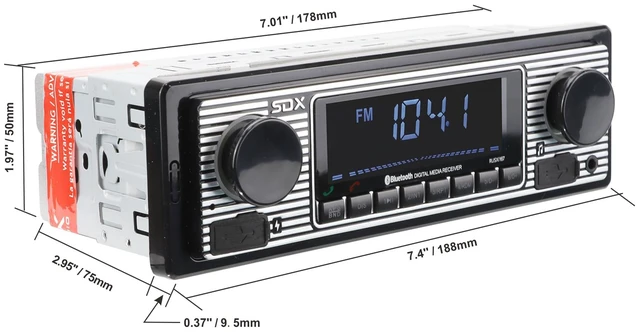 Alt view image 3 of 7 - SDX Audio Bluetooth Radio Receiver, MP3 Player with USB Charger, MP3/USB, Aux-in, Built-in Microphone Hands-free, Multi Color Illumination Digital LCD Display Panel, Car Stereo Receiver with Bluetooth
