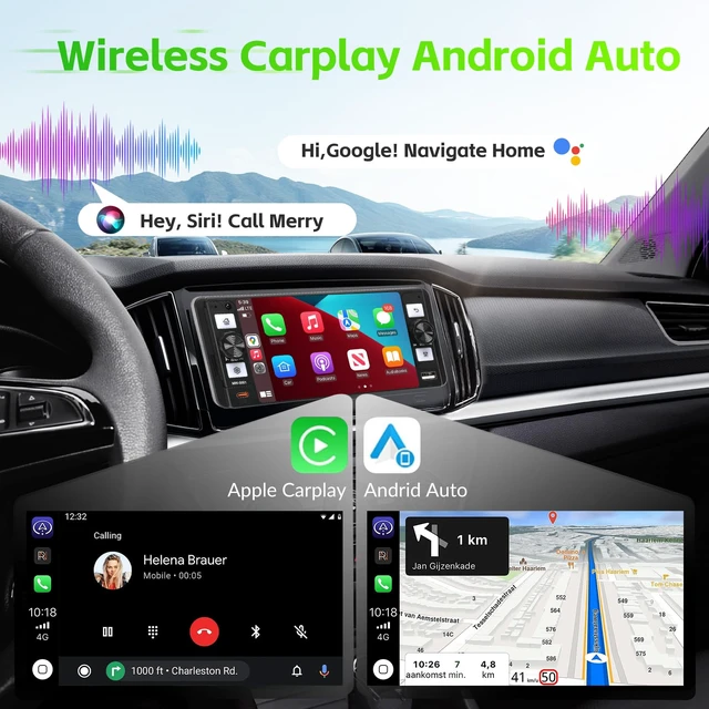 Alt view image 2 of 7 - Single Din Radio Car Stereo with Wireless Apple Carplay & Android Auto, 5.7" IPS Touchscreen Car Stereo with Bluetooth 1080P Backup Camera Mirror Link Navigation Type-C Fast Chaging USB FM/AM EQ Mic