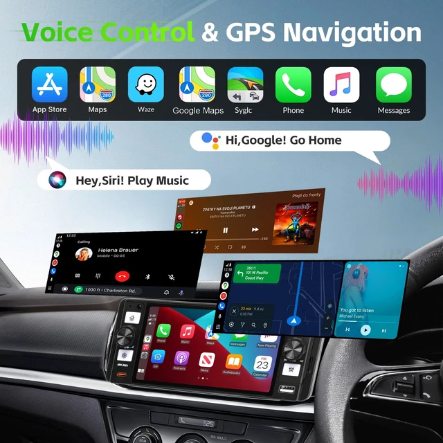 Alt view image 4 of 7 - Single Din Radio Car Stereo with Wireless Apple Carplay & Android Auto, 5.7" IPS Touchscreen Car Stereo with Bluetooth 1080P Backup Camera Mirror Link Navigation Type-C Fast Chaging USB FM/AM EQ Mic