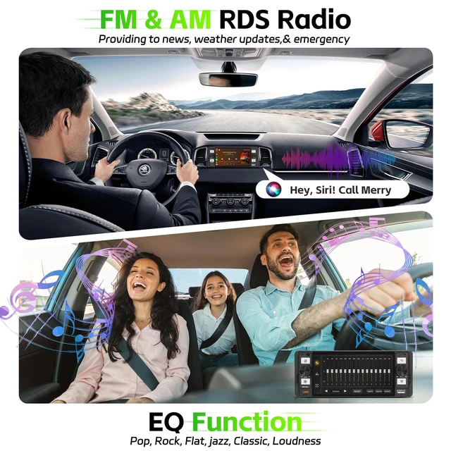 Alt view image 6 of 7 - Single Din Radio Car Stereo with Wireless Apple Carplay & Android Auto, 5.7" IPS Touchscreen Car Stereo with Bluetooth 1080P Backup Camera Mirror Link Navigation Type-C Fast Chaging USB FM/AM EQ Mic