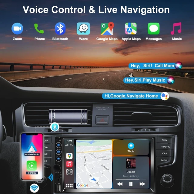 Alt view image 2 of 7 - 7 inch Double Din Car Stereo,Carplay Screen for Car with Wireless Apple Carplay & Android Auto,Backup Camera,Car Audio Receivers with Voice Control, MirrorLink, Bluetooth, SWC, FM Car Stereo