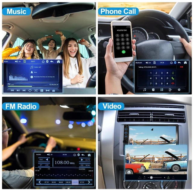 Alt view image 4 of 7 - 7 inch Double Din Car Stereo,Carplay Screen for Car with Wireless Apple Carplay & Android Auto,Backup Camera,Car Audio Receivers with Voice Control, MirrorLink, Bluetooth, SWC, FM Car Stereo