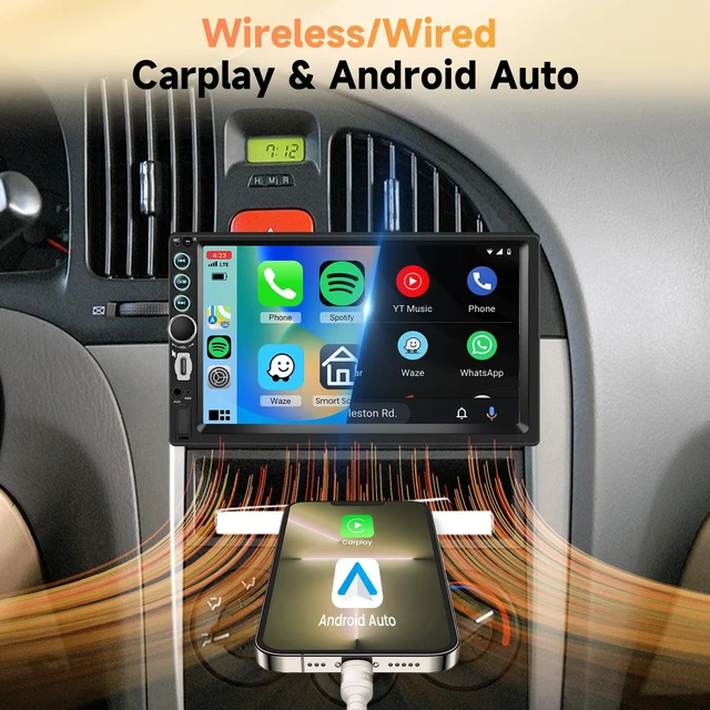 Alt view image 3 of 7 - Double Din Car Stereo 7" HD Touchscreen, Wireless Carplay Android Auto | Bluetooth,SWC,FM Car Radio Receiver,Backup Camera Car Audio Receivers Mirror Link,AUX/EQ Head Unit